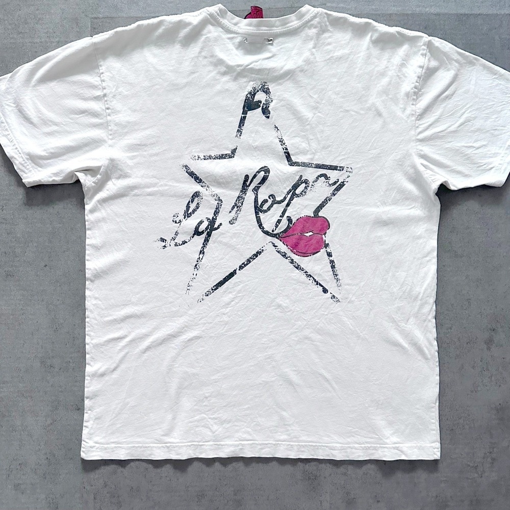 La Ropa Life Men T-Shirt XL White Star Lips Streetwear y2k skatewear graphic tee